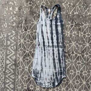 EUC Navy Blue Tie Dyed Tank Dress Curved Hem Size Medium